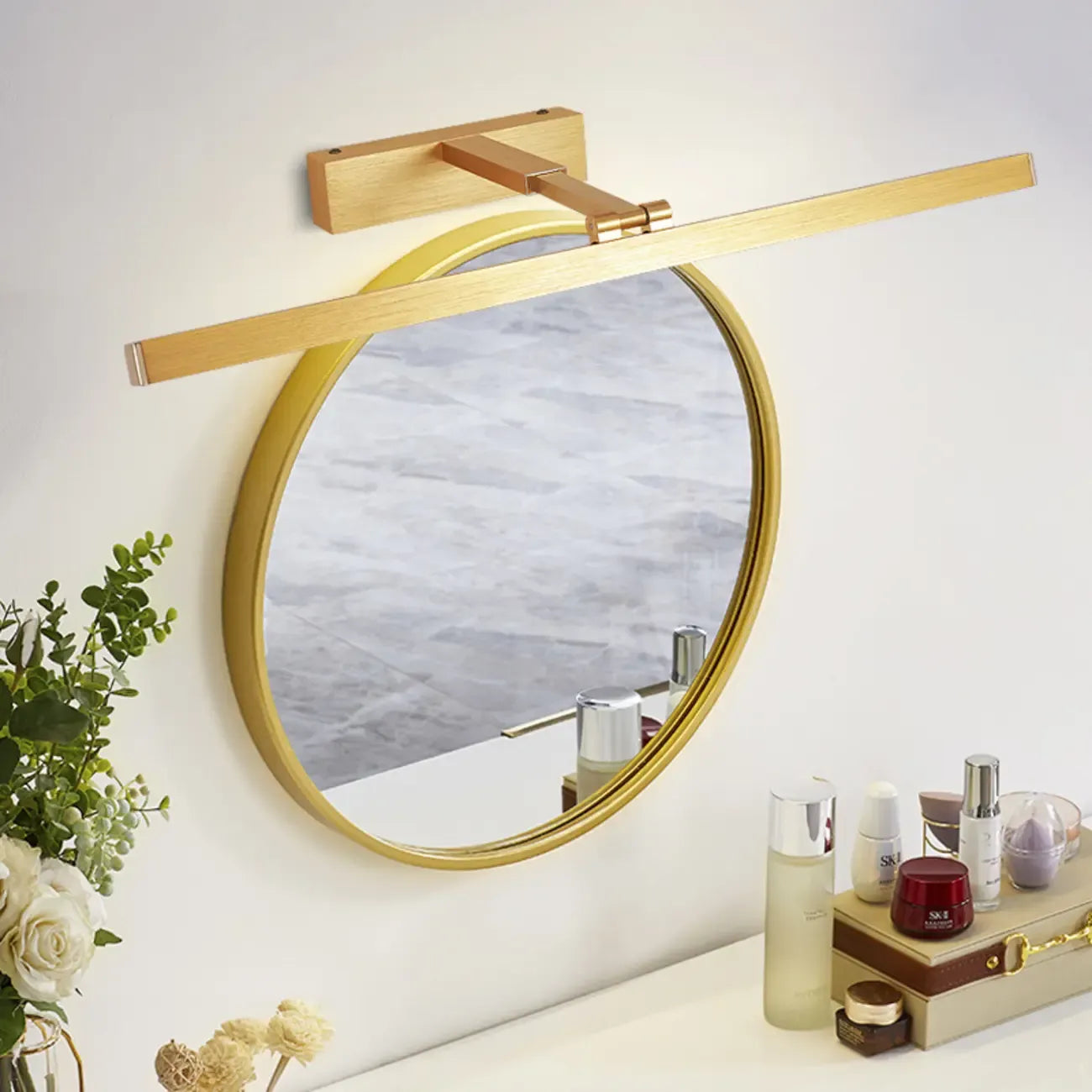 Lampada da bagno a LED lineare dorata moderna regolabile