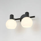 Applique murale moderne à 3 têtes noires avec abat-jour en verre blanc
