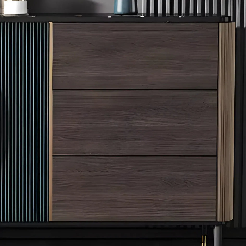 Buffet glamour en bois couleur expresso avec tiroirs et placards