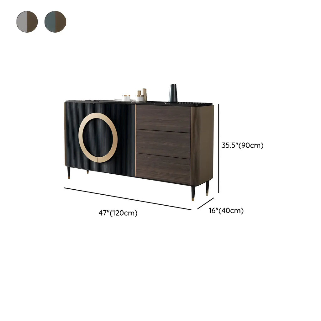 Buffet glamour en bois couleur expresso avec tiroirs et placards