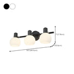 Applique murale moderne à 3 têtes noires avec abat-jour en verre blanc
