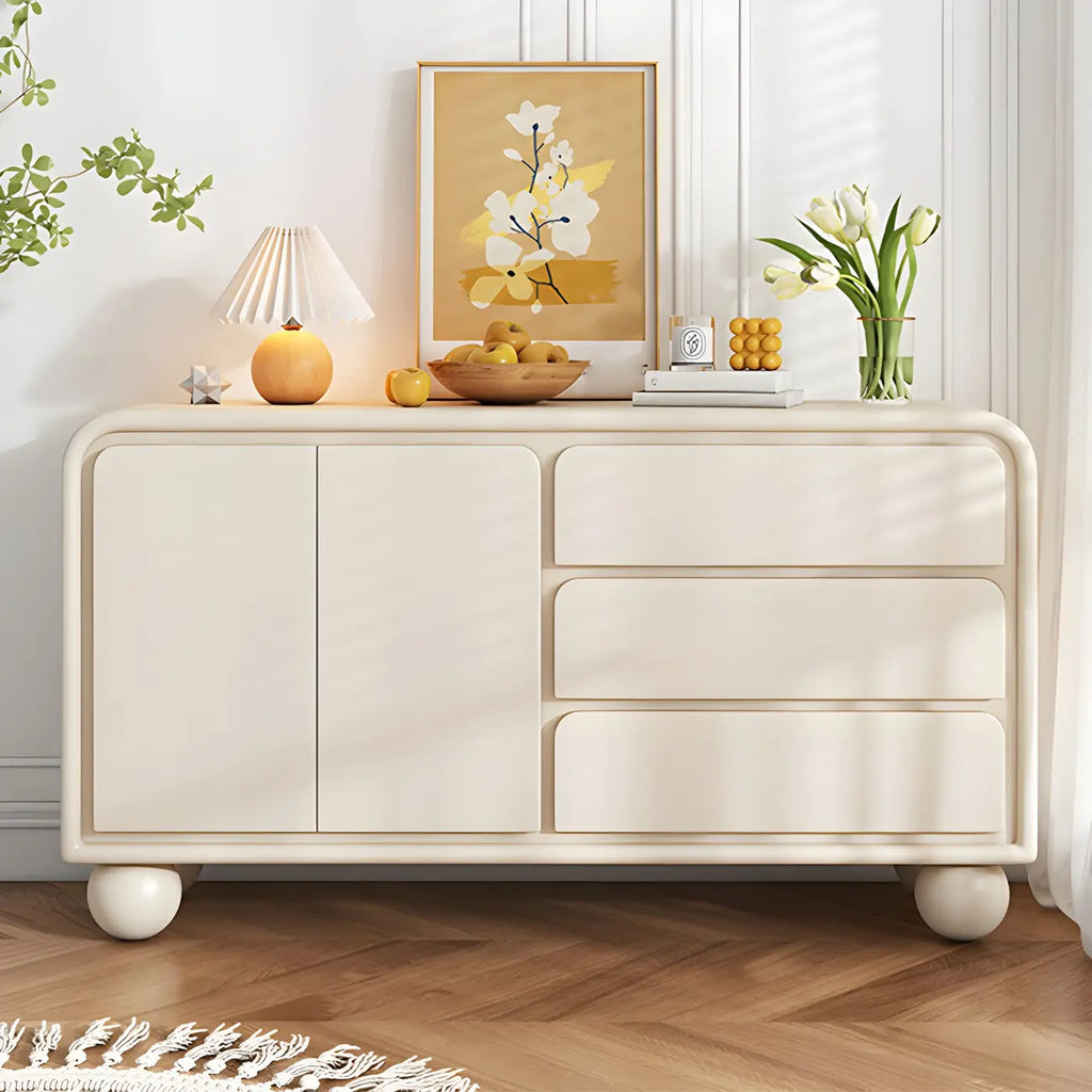 Buffet contemporain en bois avec tiroirs, blanc/noir