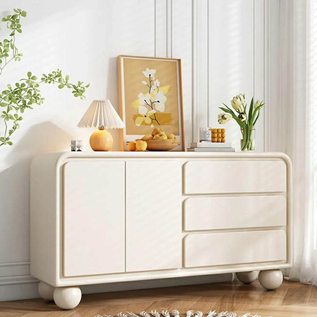 Buffet contemporain en bois avec tiroirs, blanc/noir