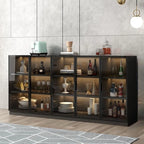 Buffet moderne en bois noir avec portes vitrées