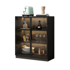 Buffet moderne en bois noir avec portes vitrées