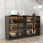 Buffet moderne en bois noir avec portes vitrées