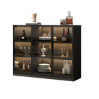 Buffet moderne en bois noir avec portes vitrées