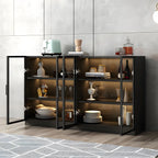 Buffet moderne en bois noir avec portes vitrées