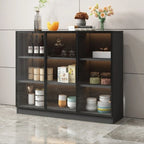Buffet moderne en bois noir avec portes vitrées