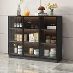 Buffet moderne en bois noir avec portes vitrées