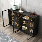 Buffet moderne en bois noir avec portes vitrées