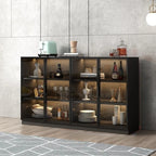 Buffet moderne en bois noir avec portes vitrées