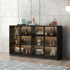 Buffet moderne en bois noir avec portes vitrées