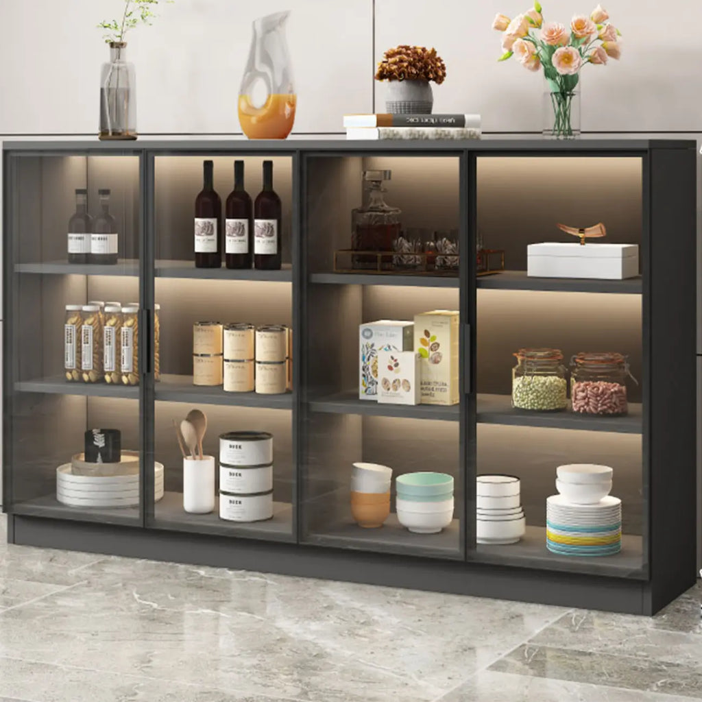 Buffet moderne en bois noir avec portes vitrées