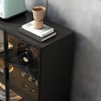 Buffet moderne en bois noir avec portes vitrées