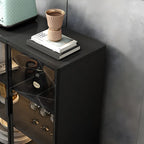 Buffet moderne en bois noir avec portes vitrées