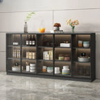 Buffet moderne en bois noir avec portes vitrées