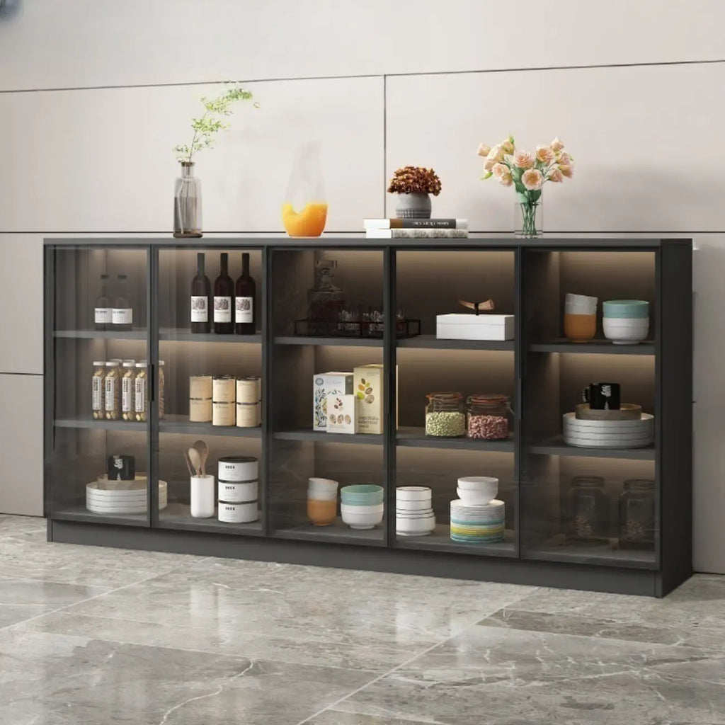 Buffet moderne en bois noir avec portes vitrées