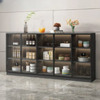 Buffet moderne en bois noir avec portes vitrées