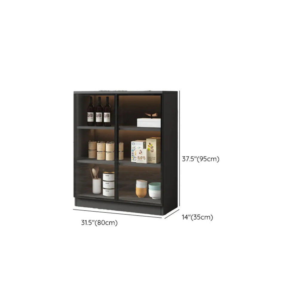 Buffet moderne en bois noir avec portes vitrées