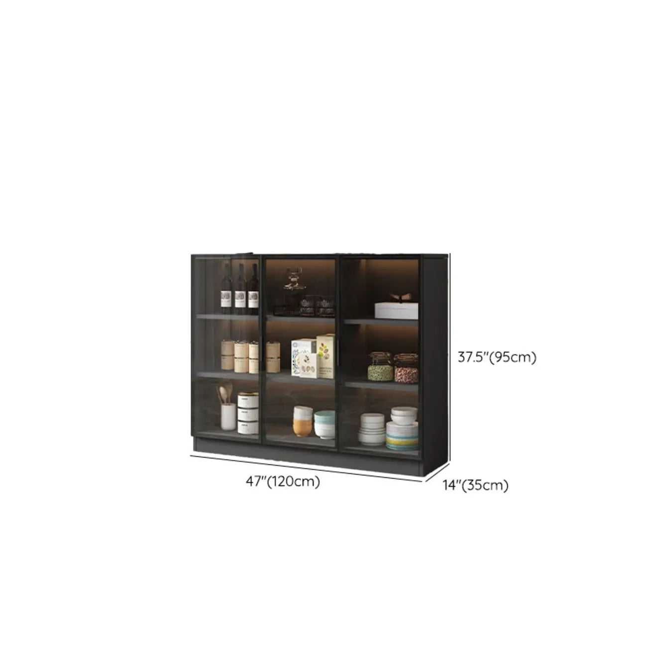 Buffet moderne en bois noir avec portes vitrées
