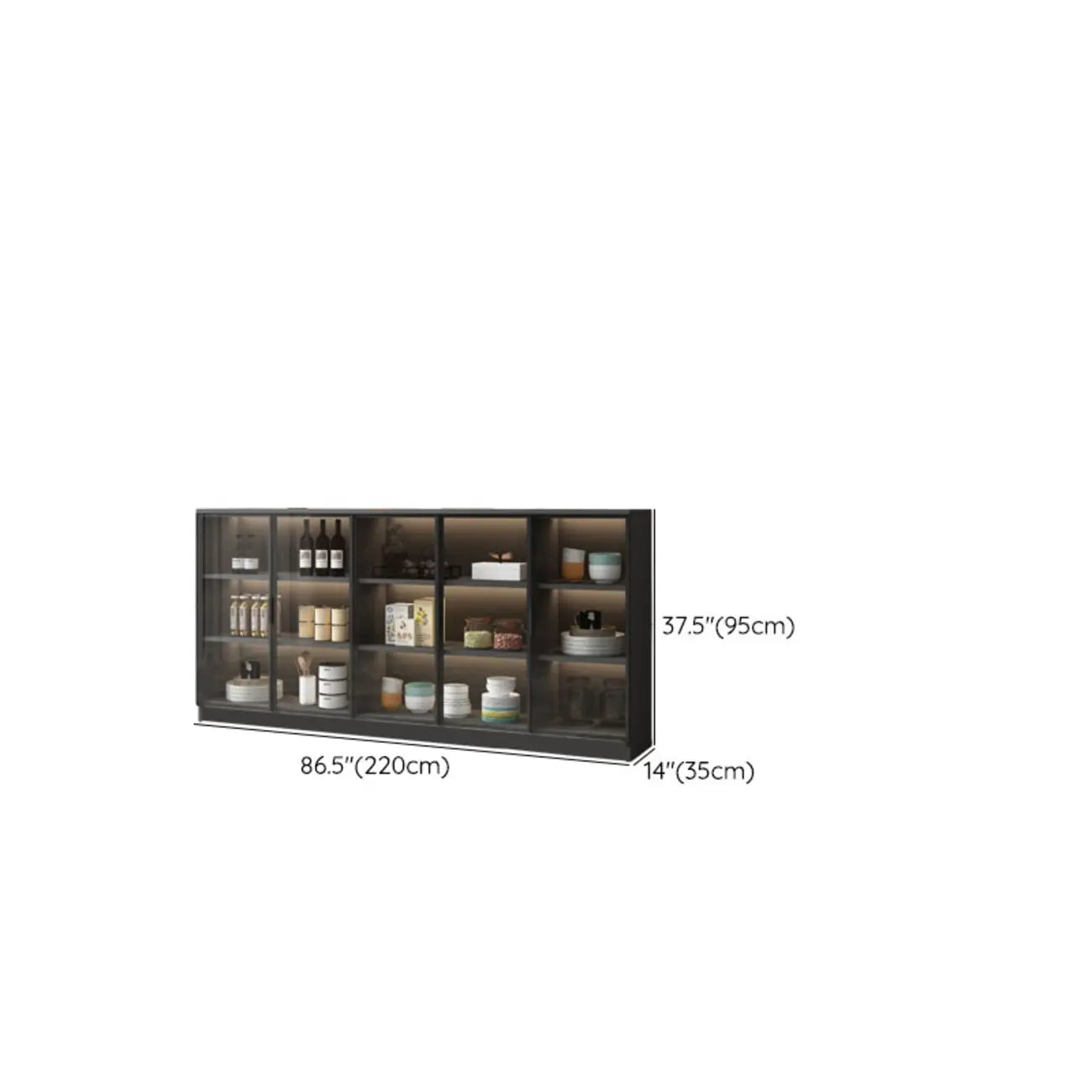 Buffet moderne en bois noir avec portes vitrées
