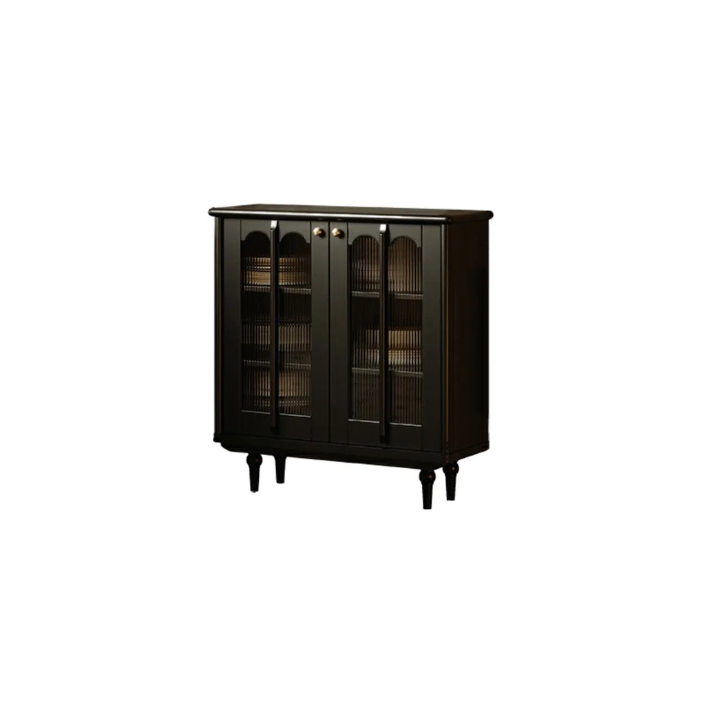 Buffet médiéval en bois noir avec étagères