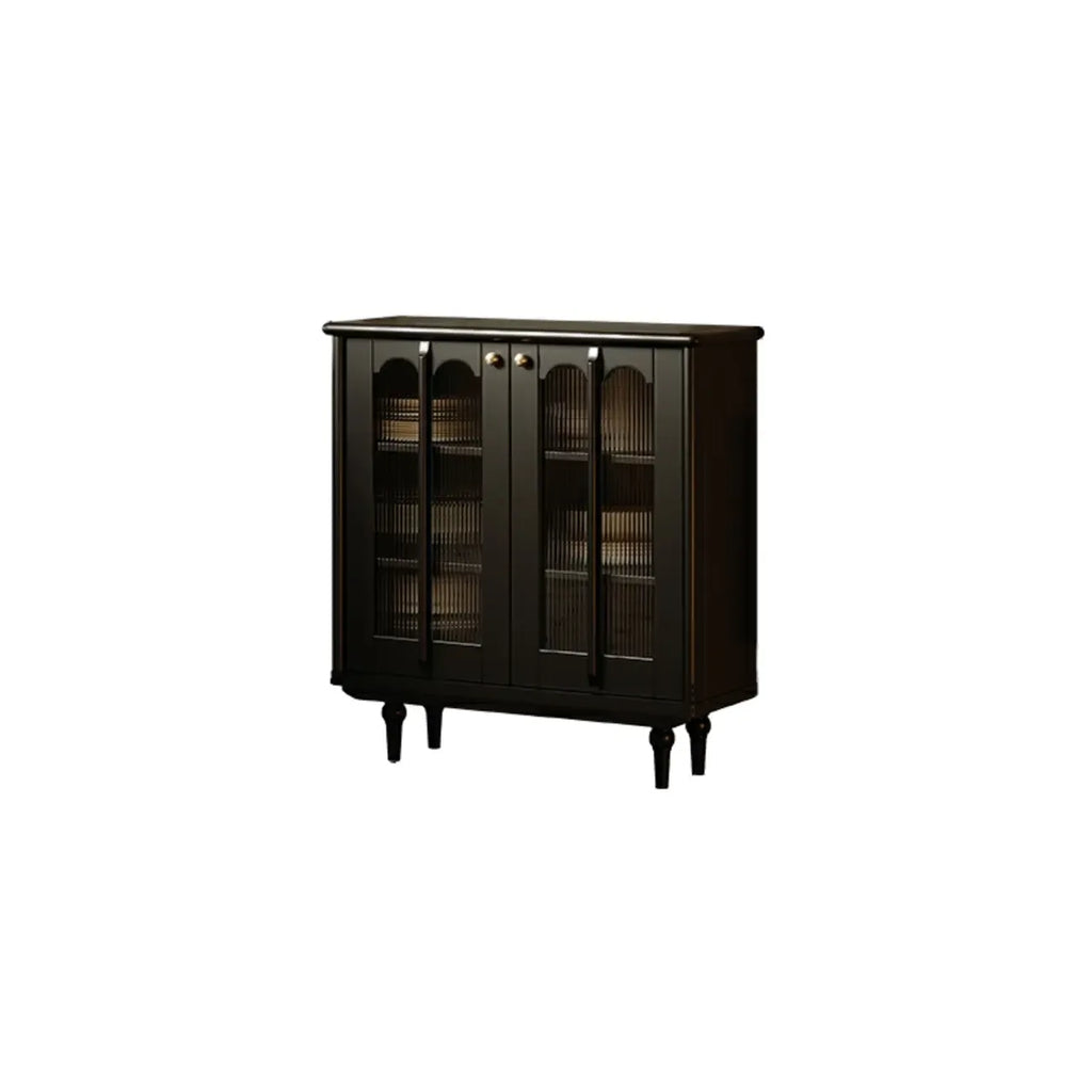 Buffet médiéval en bois noir avec étagères