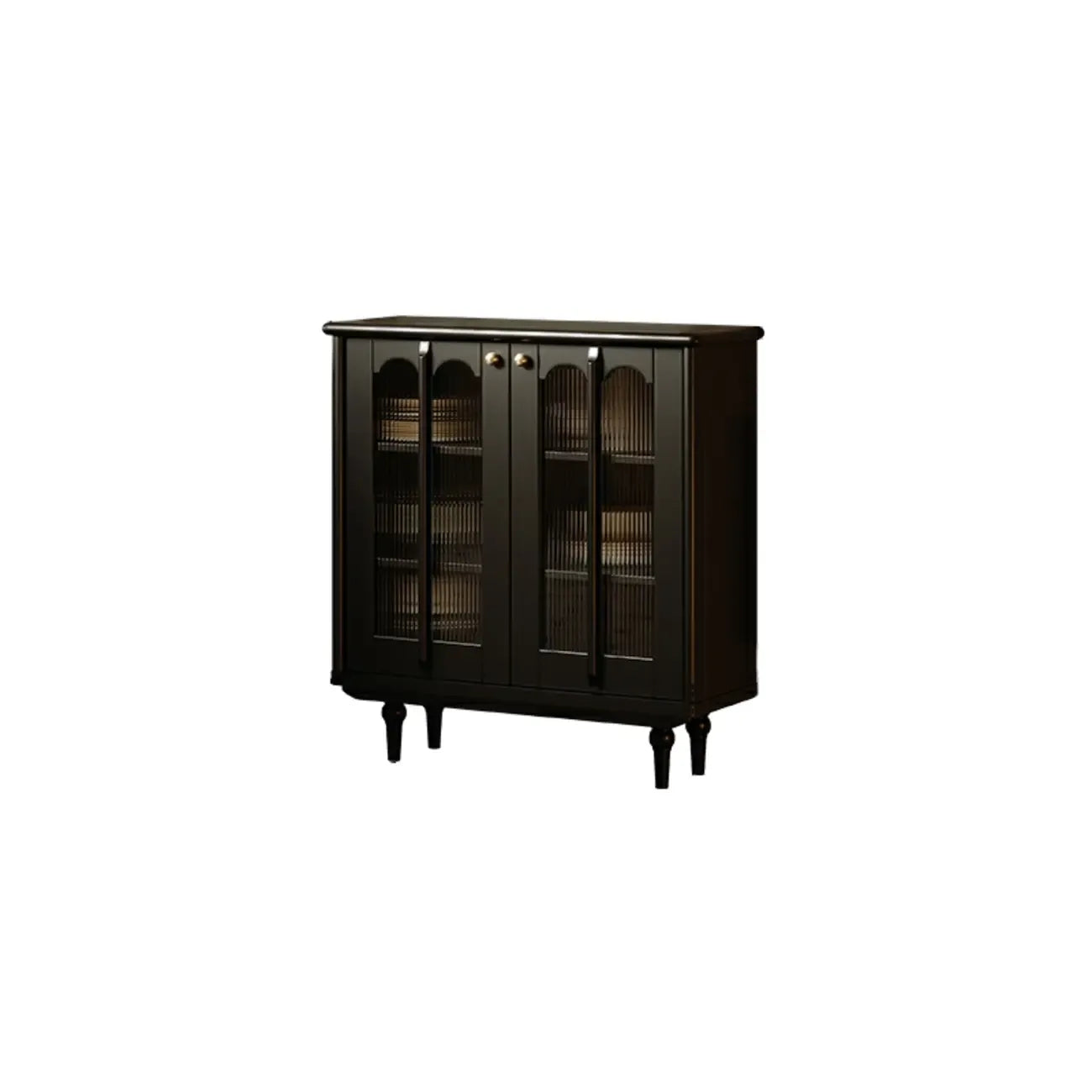 Buffet médiéval en bois noir avec étagères