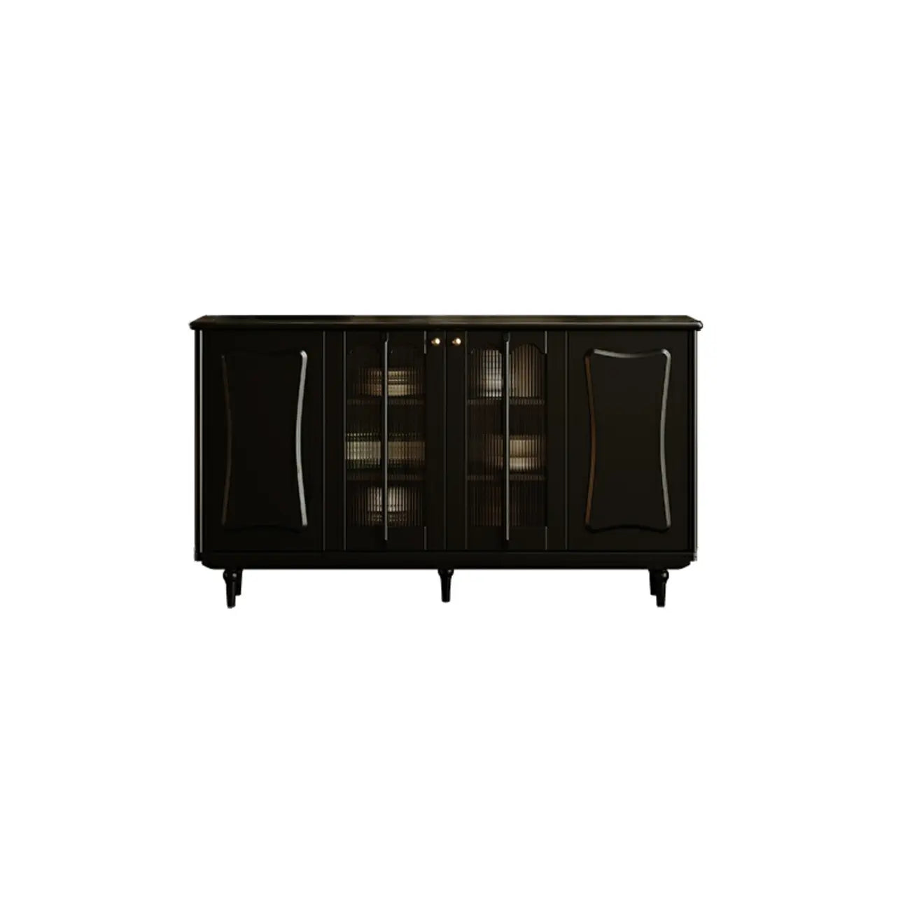 Buffet médiéval en bois noir avec étagères