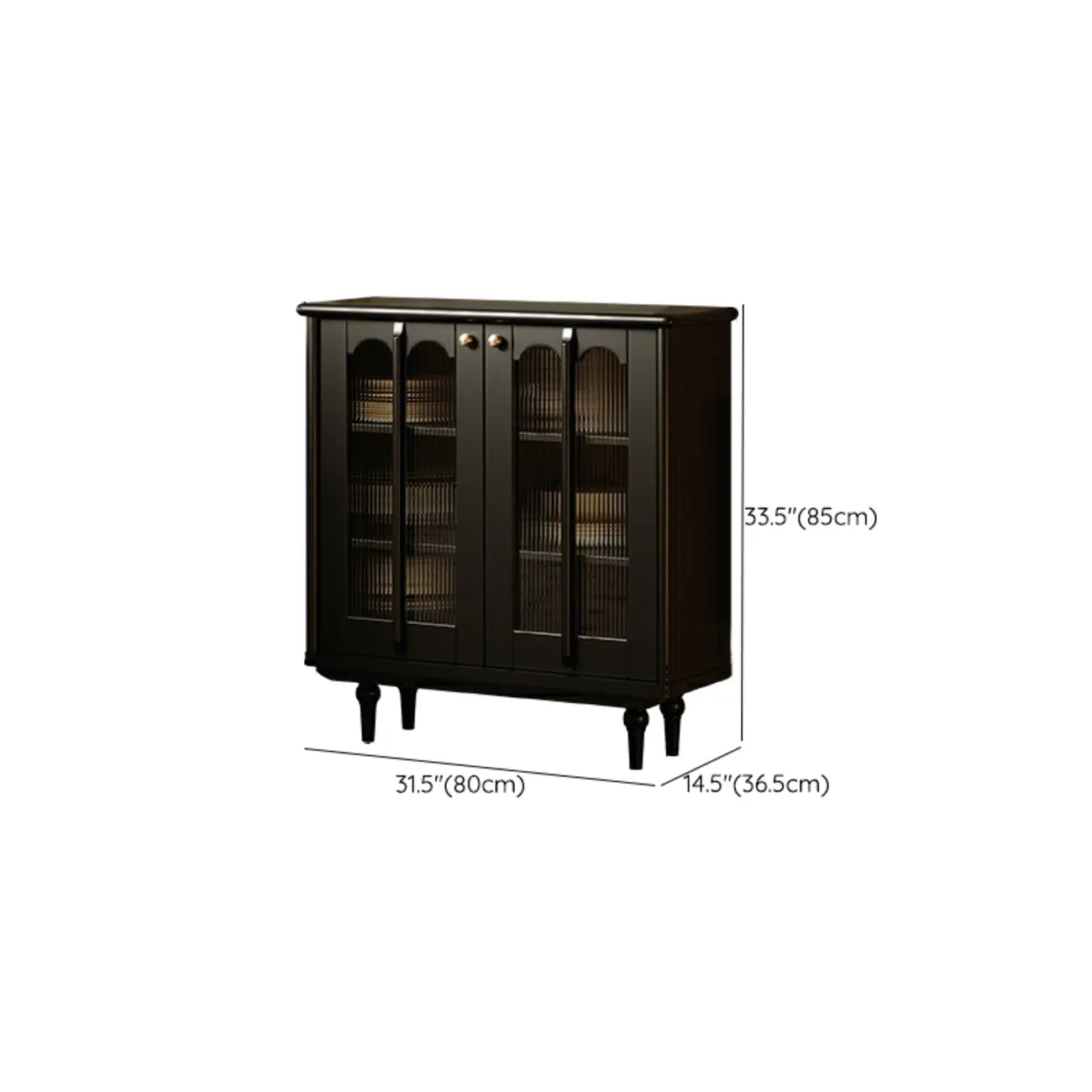 Buffet médiéval en bois noir avec étagères