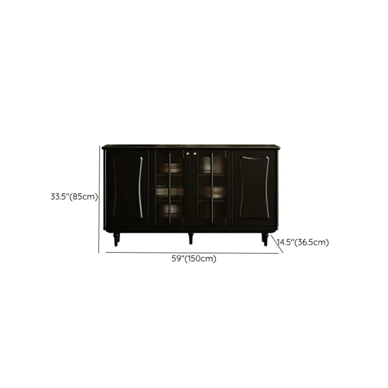 Buffet médiéval en bois noir avec étagères