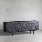 Buffet moderne en bois noir géométrique avec placards