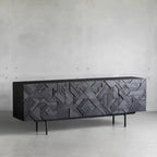 Buffet moderne en bois noir géométrique avec placards