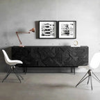 Buffet moderne en bois noir géométrique avec placards