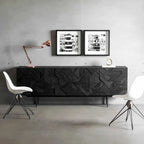 Buffet moderne en bois noir géométrique avec placards