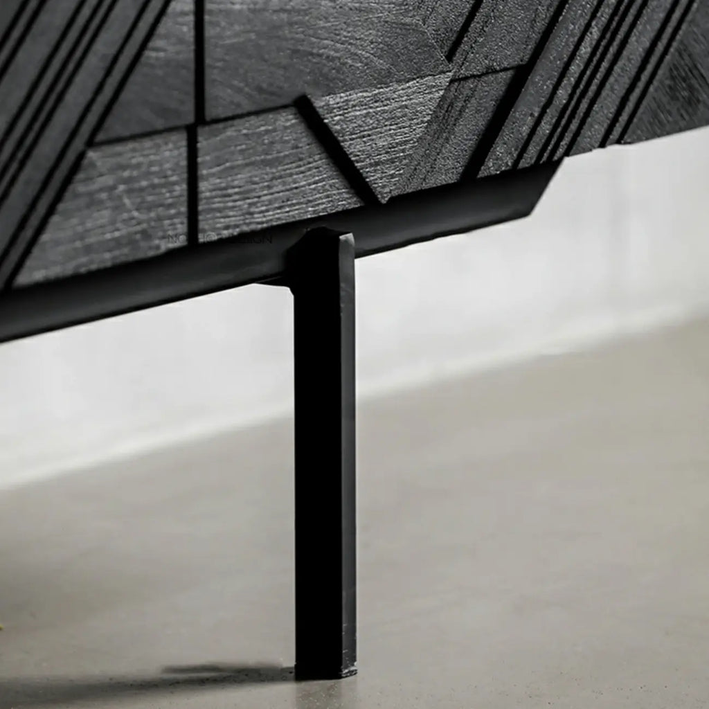 Buffet moderne en bois noir géométrique avec placards