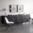 Buffet moderne en bois noir géométrique avec placards