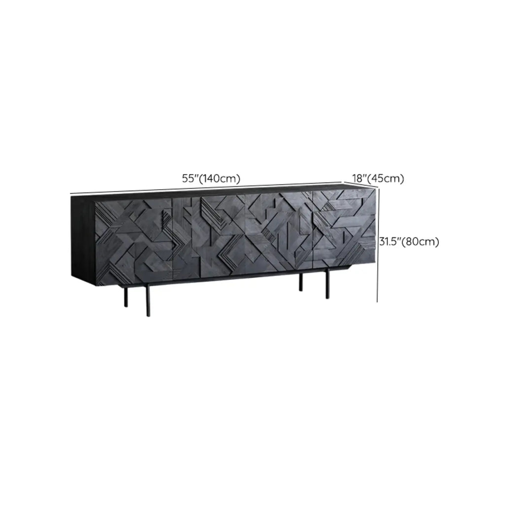 Buffet moderne en bois noir géométrique avec placards