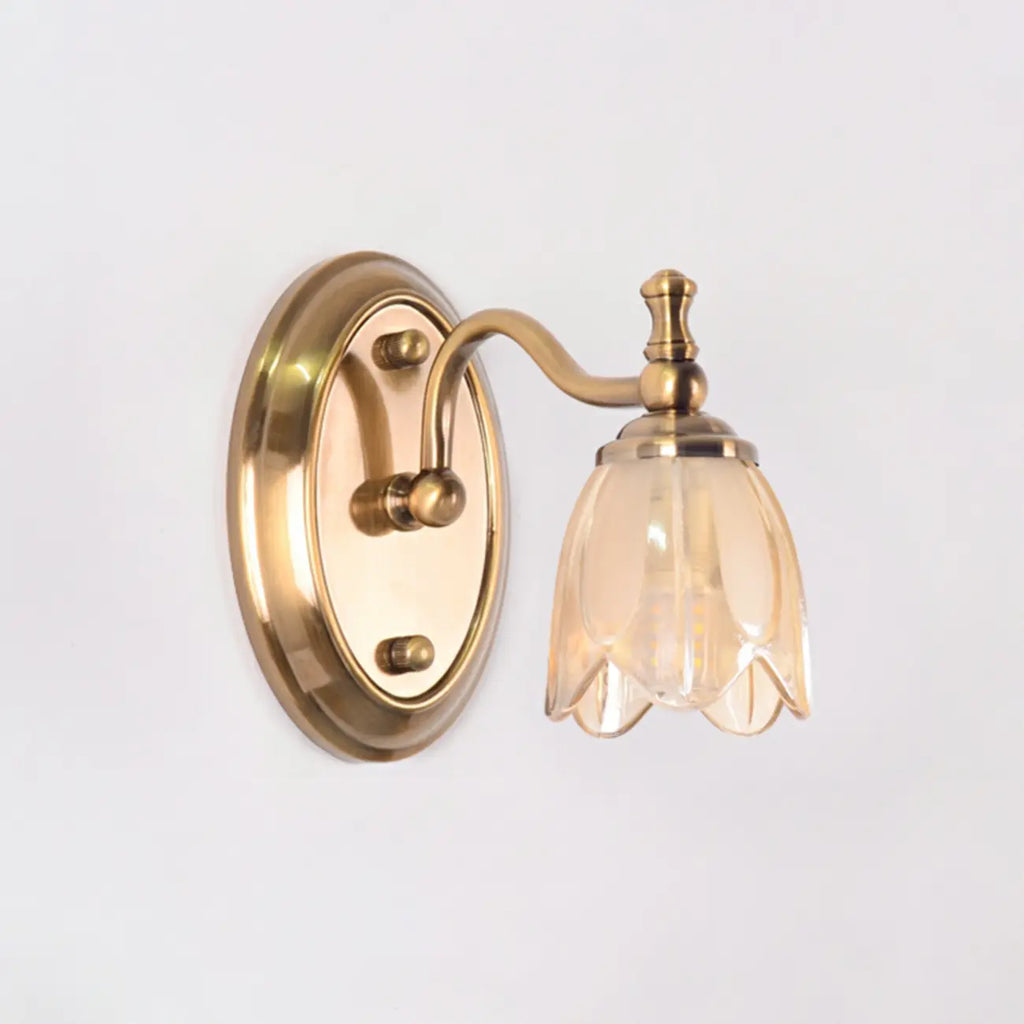 Lampada da bagno moderna in metallo con paralume in vetro floreale
