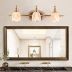 Lampada da bagno moderna in metallo con paralume in vetro floreale