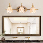 Lampada da bagno moderna in metallo con paralume in vetro floreale