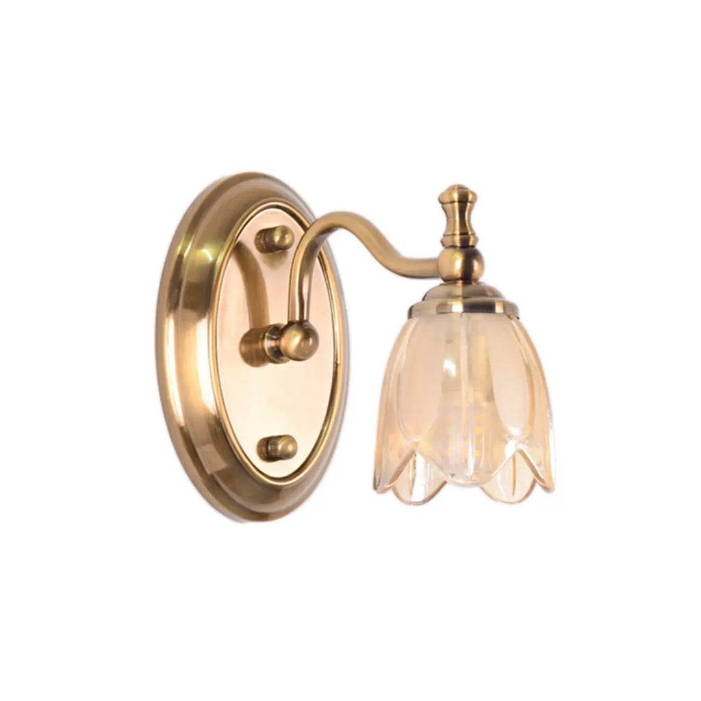 Lampada da bagno moderna in metallo con paralume in vetro floreale