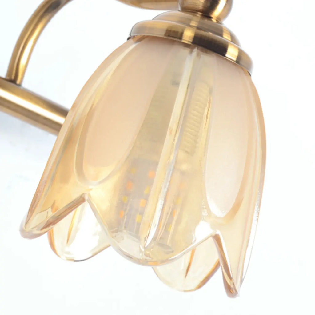 Lampada da bagno moderna in metallo con paralume in vetro floreale