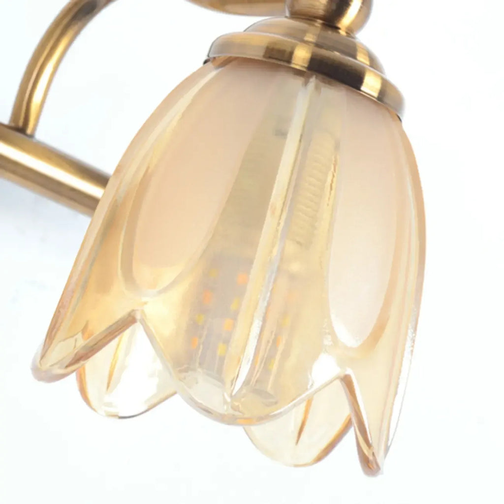 Lampada da bagno moderna in metallo con paralume in vetro floreale