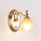 Lampada da bagno moderna in metallo con paralume in vetro floreale