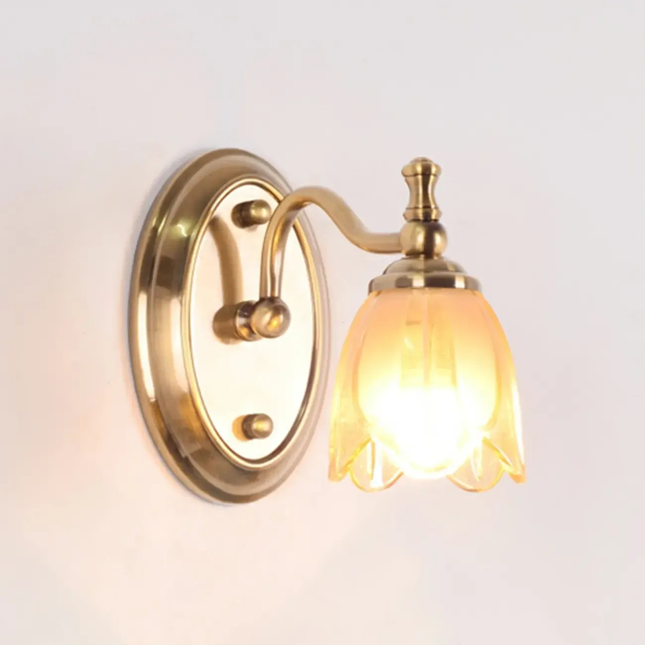 Lampada da bagno moderna in metallo con paralume in vetro floreale