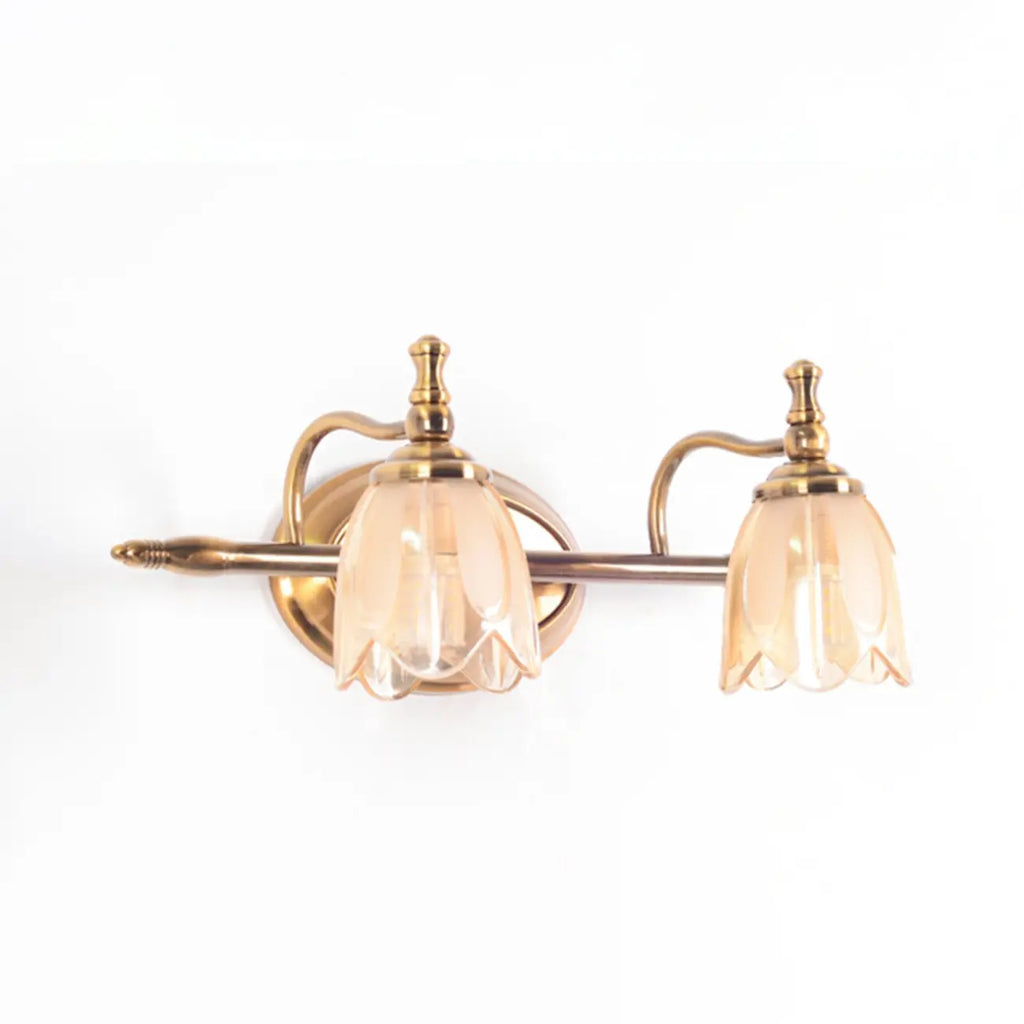 Lampada da bagno moderna in metallo con paralume in vetro floreale