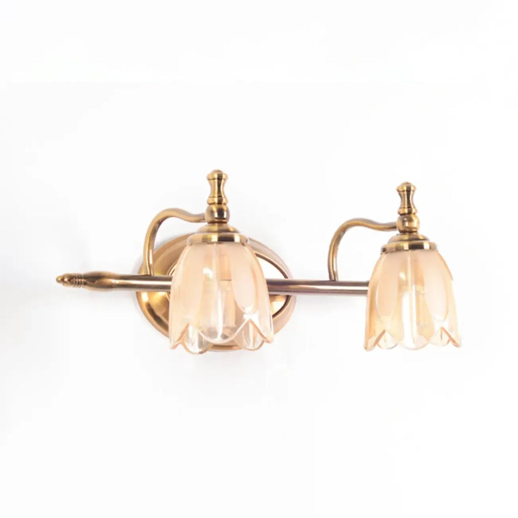Lampada da bagno moderna in metallo con paralume in vetro floreale