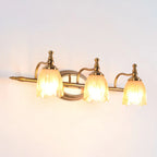 Lampada da bagno moderna in metallo con paralume in vetro floreale